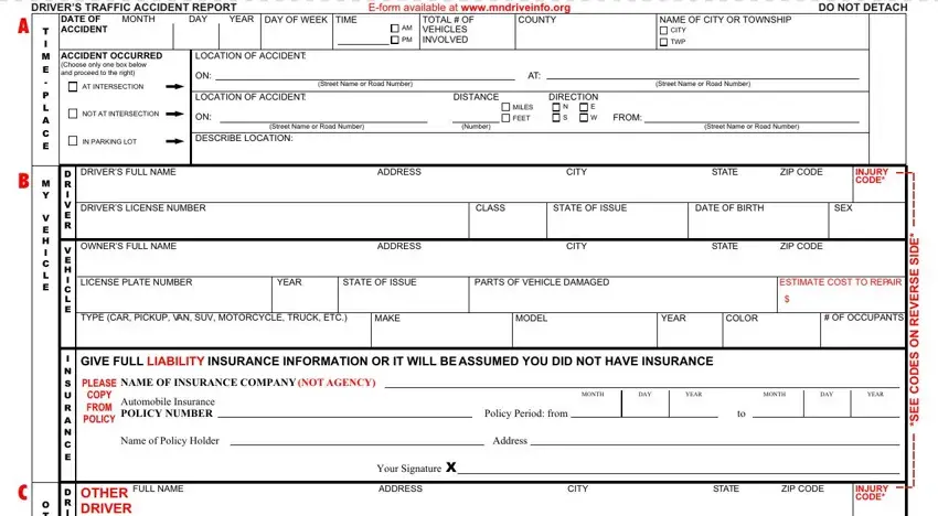 minnesota accident report online empty fields to fill out