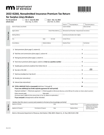 Minnesota Form Ig260 Preview