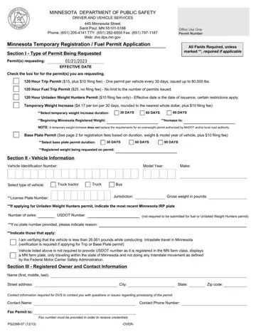 Minnesota Fuel Permit Application Form Preview