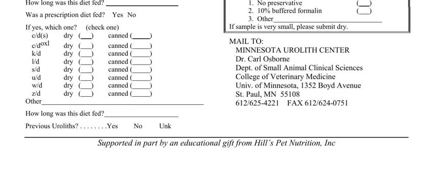 Filling in minnesota urolith center form pdf step 3