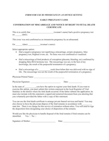 Miscarriage Discharge Paper Form Preview