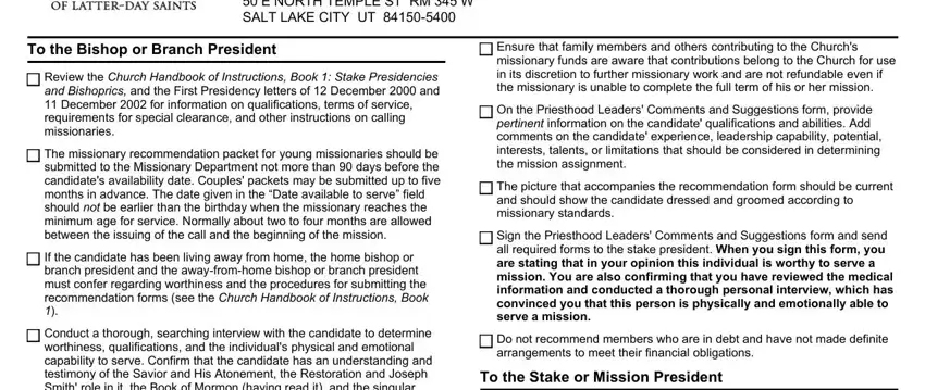 entering details in lds mission application form step 1