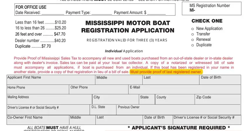  boaters registration application mississippi spaces to complete