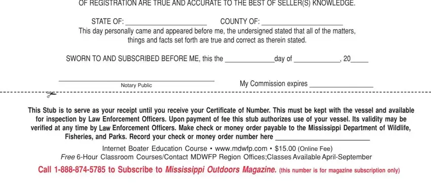 Filling in ms boat registration form stage 5