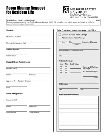 Missouri Baptist University Form Rl007 Preview