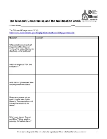Missouri Compromise Form Preview