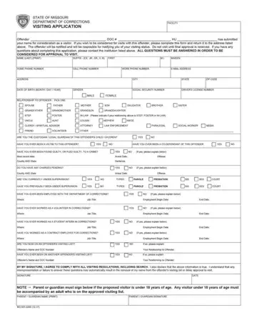 Missouri Dept Of Corrections Form Preview