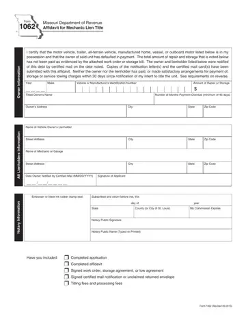 Missouri Form 1062 Preview