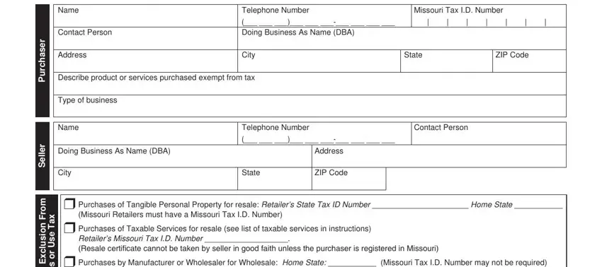example of fields in form 149 sales tax exemption