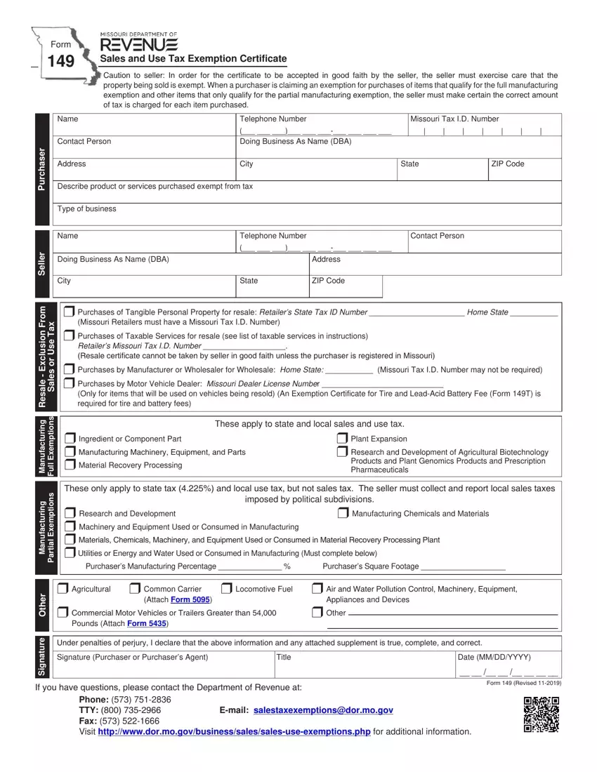 Missouri Form 149 first page preview