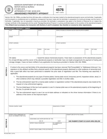 Missouri Form 4576 Preview