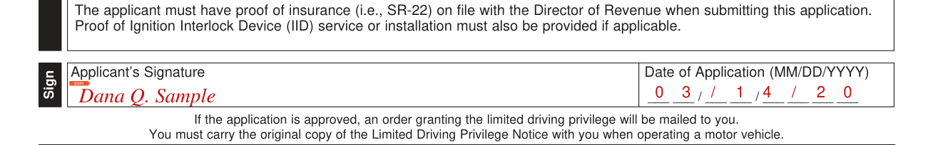Form 4595 example filled out, signing and the date of application