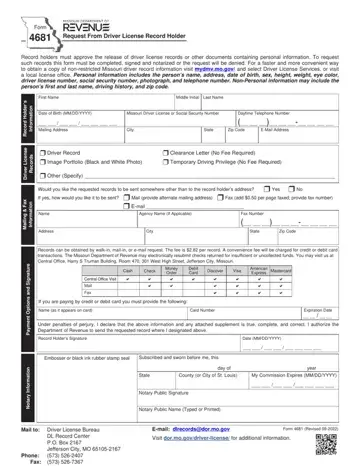 Missouri Form 4681 Preview