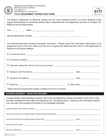 Missouri Form 5177 Preview