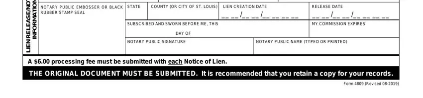 Entering details in printable lien waiver missouri stage 3