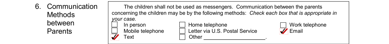 Form CCFC179 example filled out, communication Methods between Parents