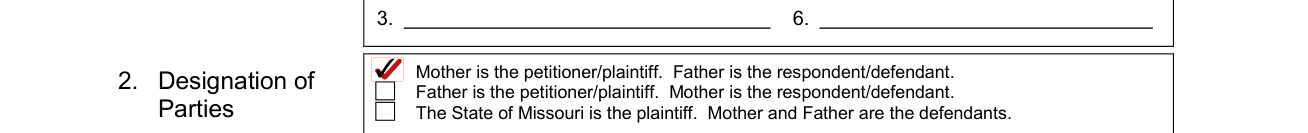Form CCFC179 example filled out, designation of Parties