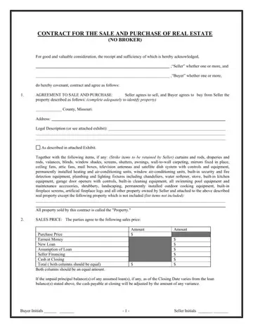 Missouri Real Estate Contract Form Preview