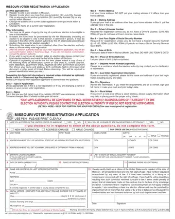 Missouri Voter Registration Application Form Preview