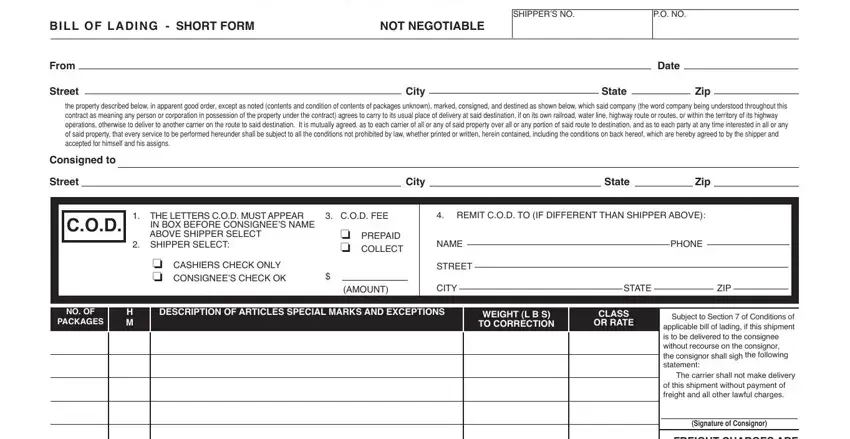 CONSIGNEE gaps to fill in