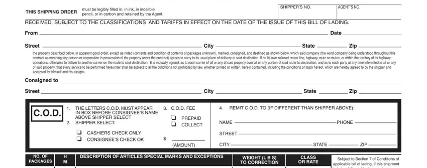 stage 3 to completing CONSIGNEE