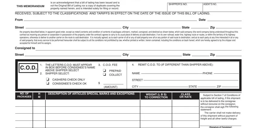 step 5 to filling out CONSIGNEE