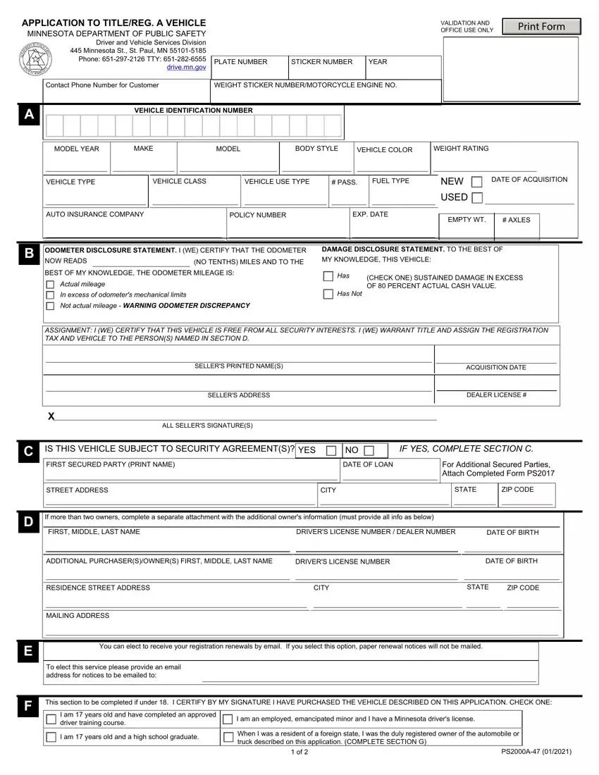 Mn Dmv Form first page preview