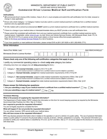 Mn Self Certification Form Preview