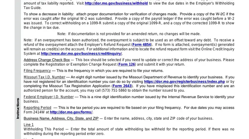 Filling out form mo 941 stage 4