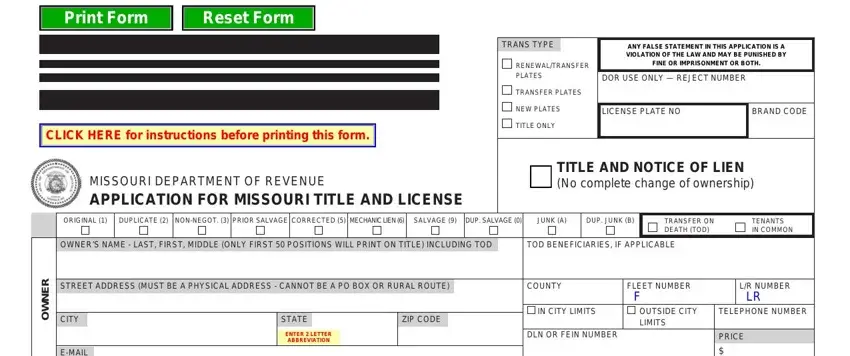 portion of fields in title license