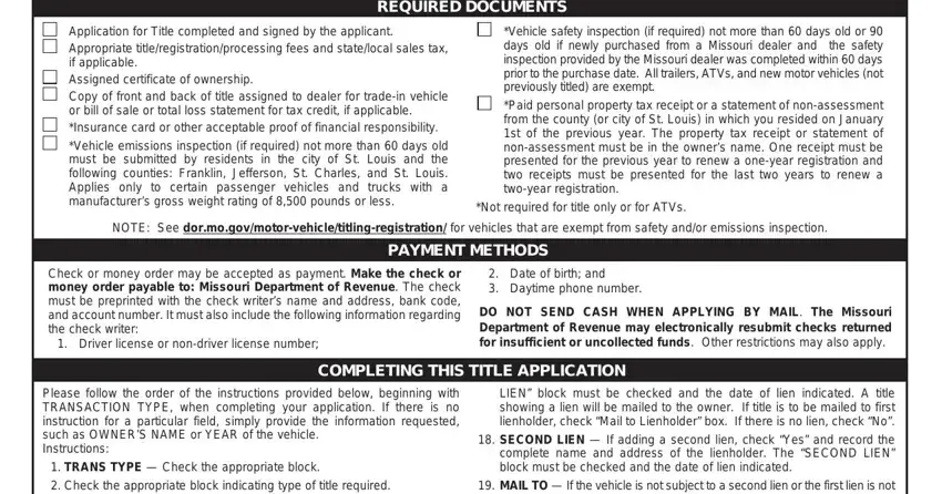 Filling in title license stage 4