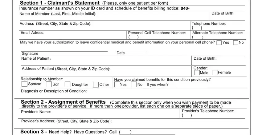 stage 2 to filling out moaa insurance claim form