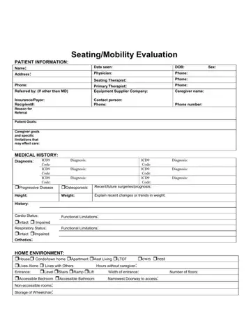 Mobility Evaluation Form Preview