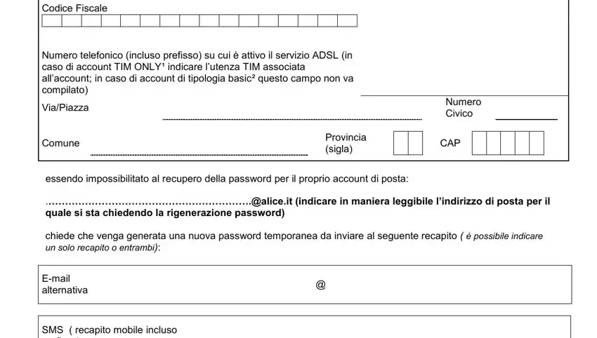 part 1 to filling out recupera password alice