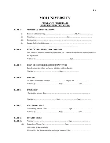 Moi University Clearance Form Preview
