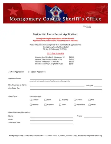 Montgomery County Alarm Permit Form Preview