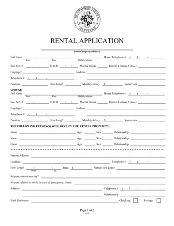 Montgomery Rental Application Preview