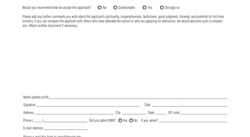 step 4 to filling out moody bible institute form