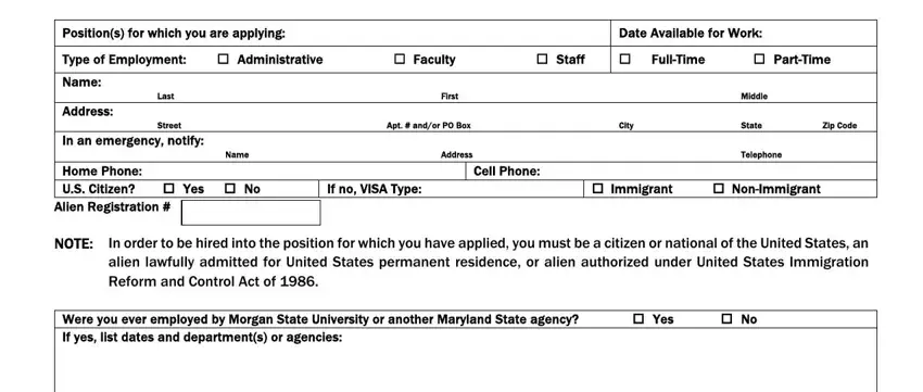 part 3 to filling out morgan state university job application form