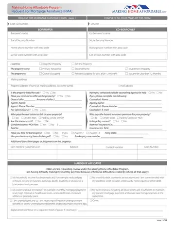 Mortgage Assistance Form Preview