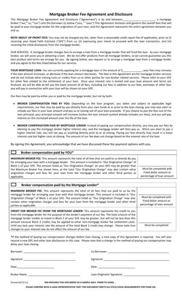 Mortgage Broker Fee Agreement Form Preview