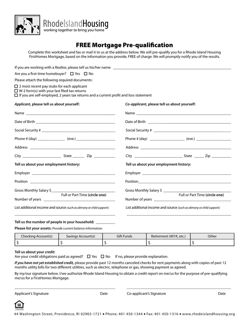 Mortgage Prequalification Worksheet PDF Form - FormsPal