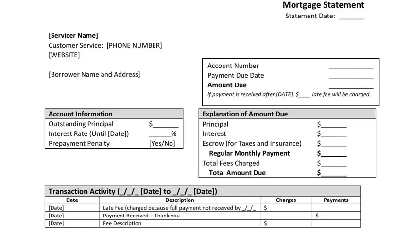 part 1 to completing blank mortgage statement template