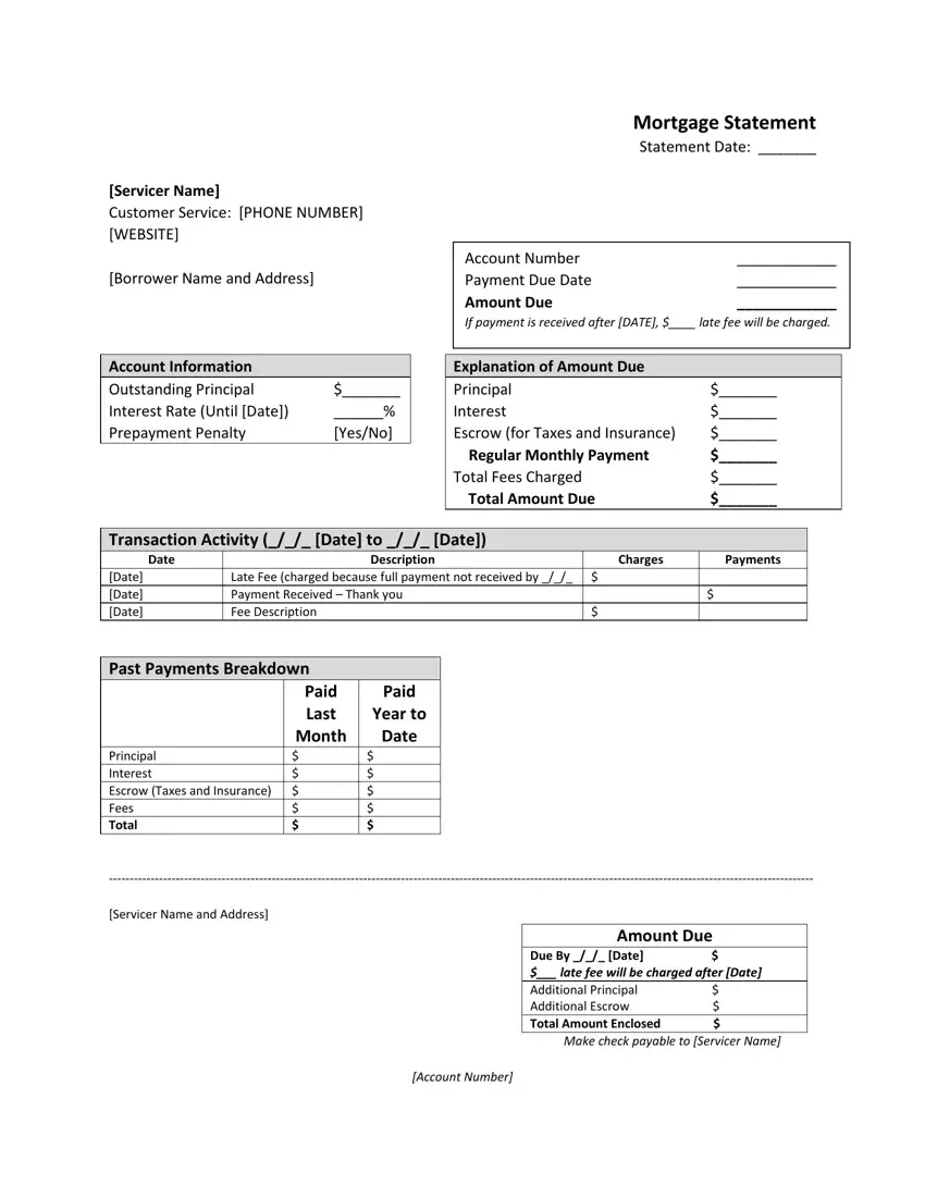 Mortgage Statement first page preview