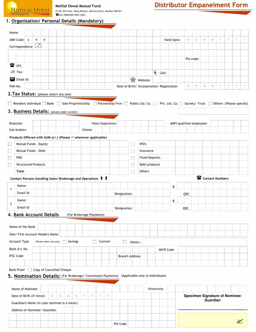Motilal Oswal Online Form first page preview