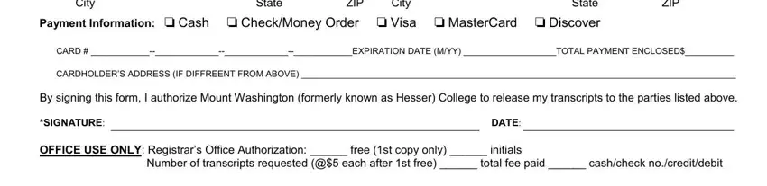 how to get my transcript from hesser college DATE blanks to complete