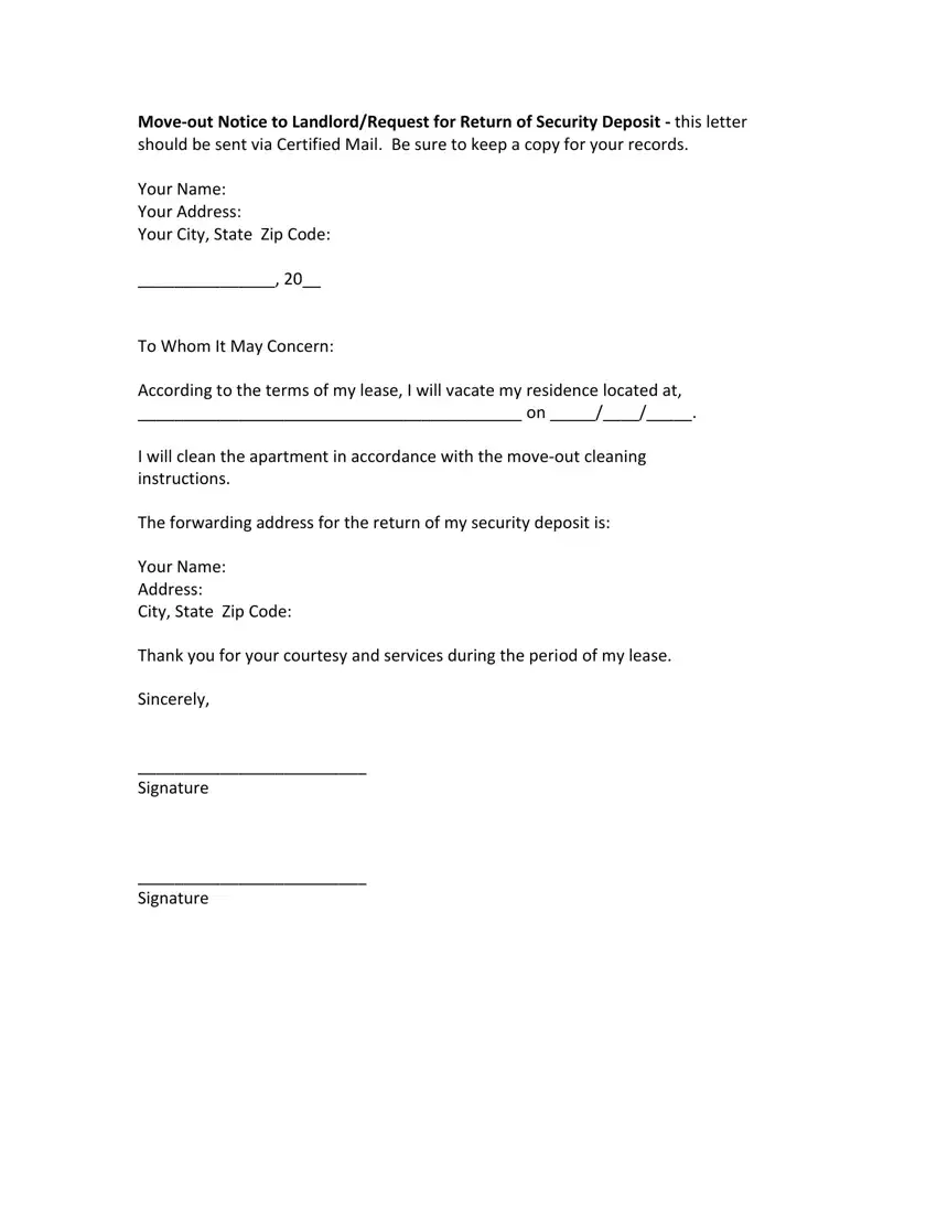 Move Out Notice Letter Fill Out Printable PDF Forms Online