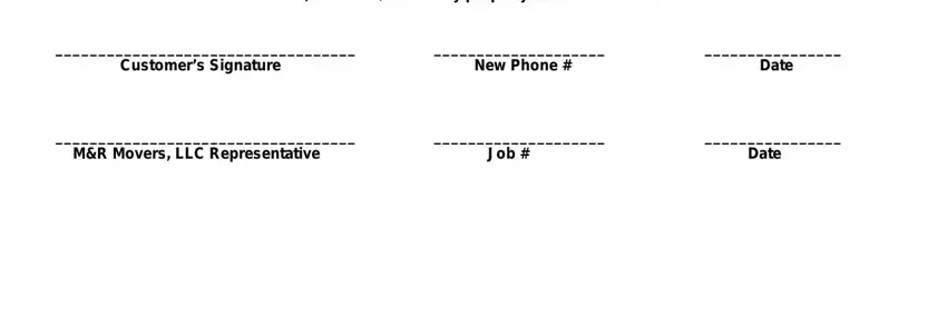 Filling in moving contract template stage 2