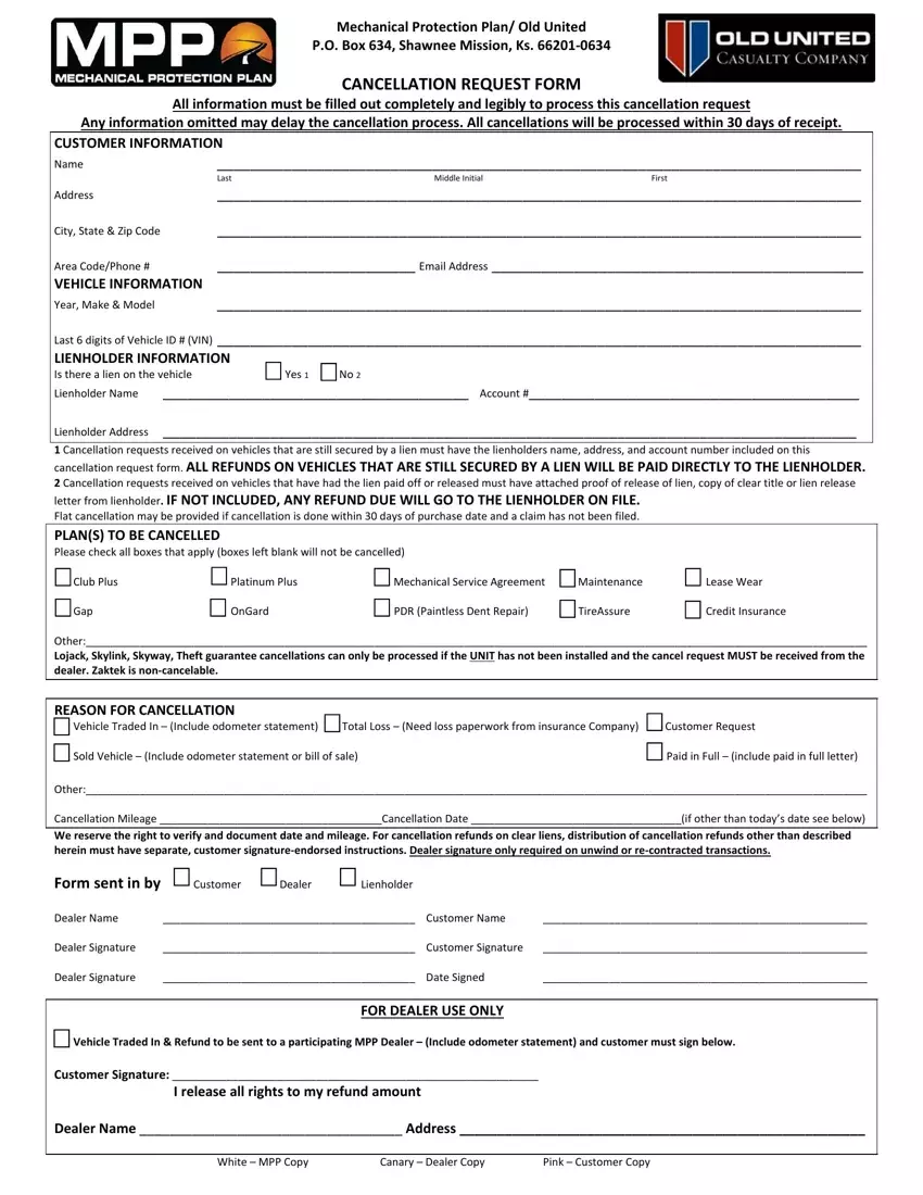 Mpp Cancellation Form first page preview