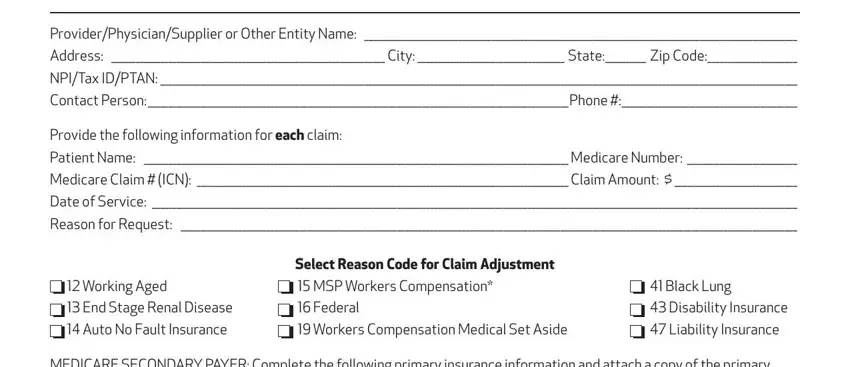 portion of spaces in medicare msp form